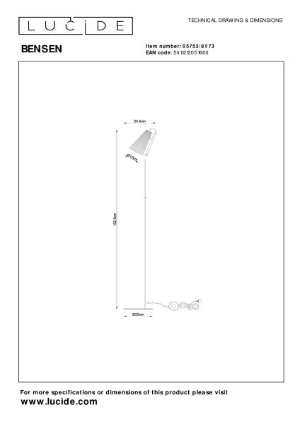 Lucide BENSEN - Floor lamp - 1xE14 - Natural - technical